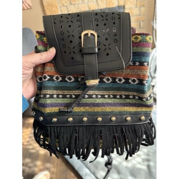 New Boho Backpack Cloth Fringe Small Adorable - Picture 1 of 3